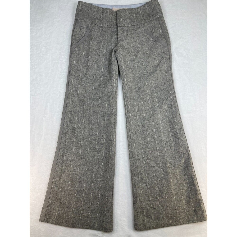 Cidra Pants Womens Size 2 (29x30) Wide Leg Mid Rise Wool‎ Gray Striped Dressy